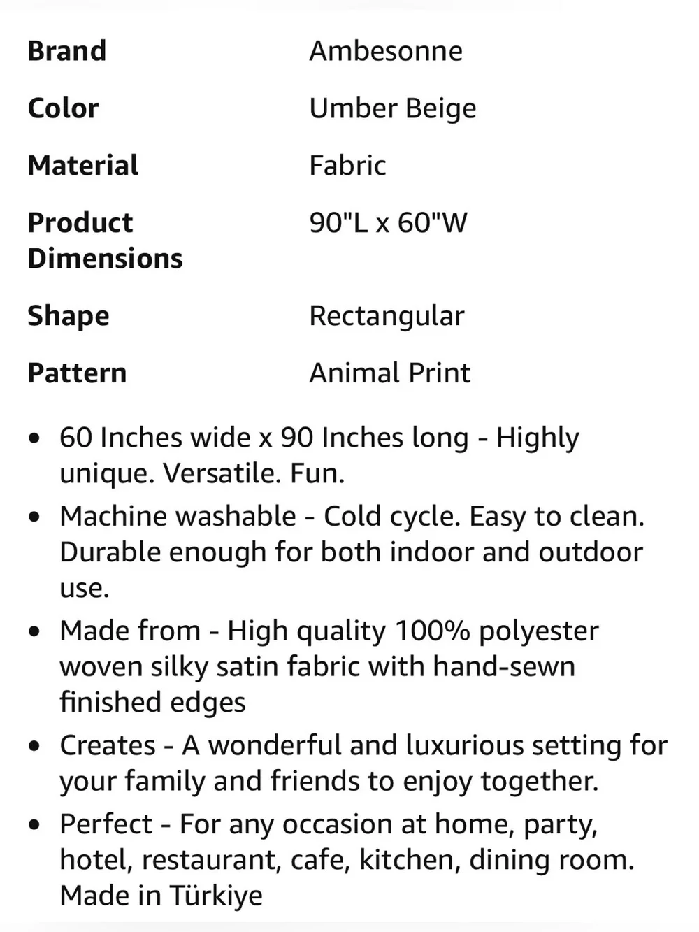 Ambesonne rectangular tablecloth